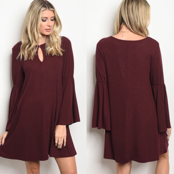 S-L Burgundy Wine Colored Casual Dress - Picture 2 of 2